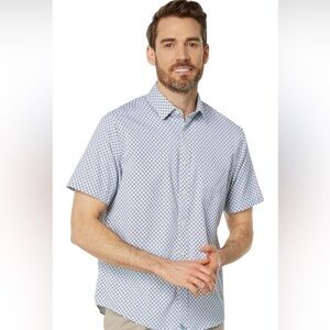 UNTUCKit Men's White and Blue Geometric Shirt